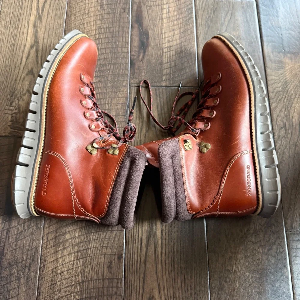 Cole Haan Zerogrand Waterproof Hiker Boots British Tan Leather C30405 Mens 9.5M